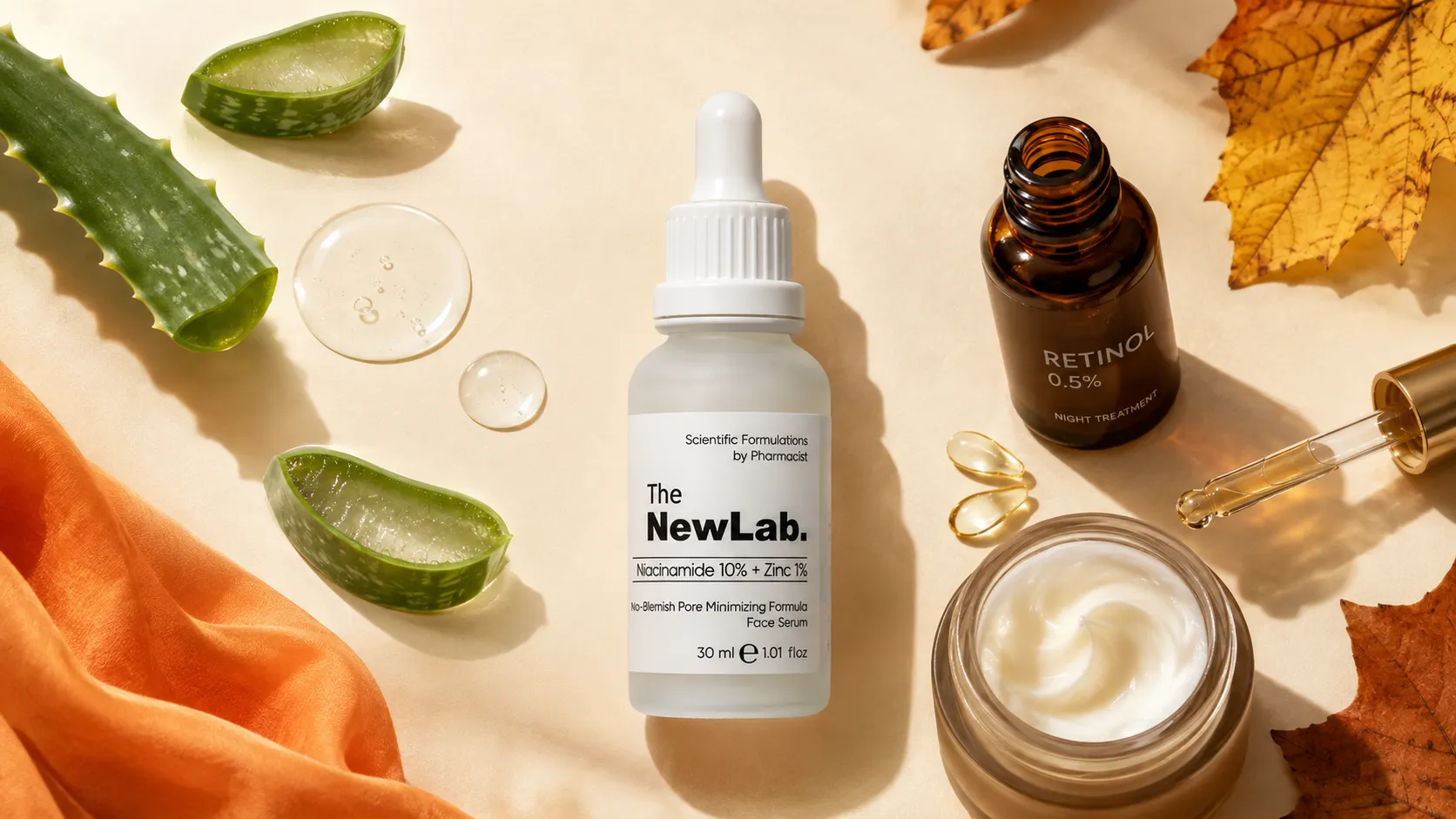 Yay payız dəri keçidi — retinol vitamin c niasinamid nemlendirici krem spf rutin dəyişikliyi